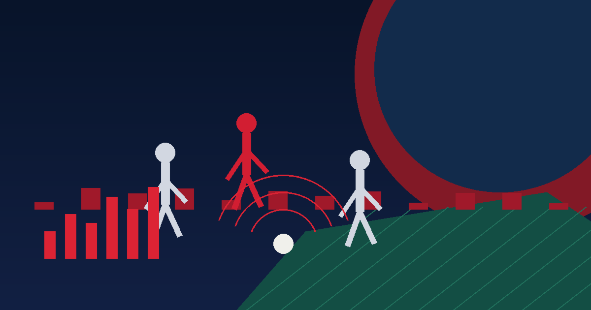 Text-free editorial illustration of an intense Premier League match with abstract players, a football, a dark stadium and red data-visualization accents, representing post-match analysis of Hull City versus Manchester United.